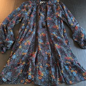 LOST & WONDER multi color flower dress. Small. Lined. Tie front.